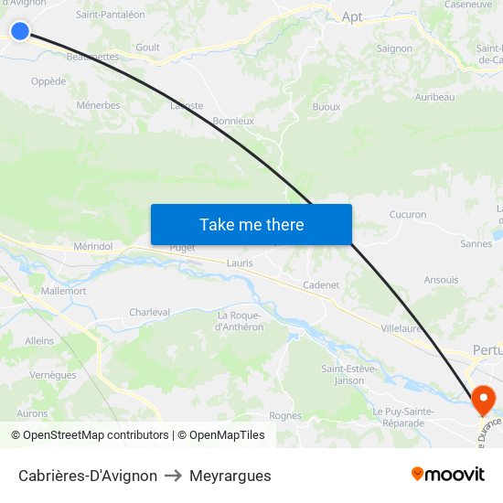 Cabrières-D'Avignon to Meyrargues map