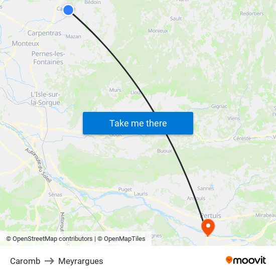 Caromb to Meyrargues map