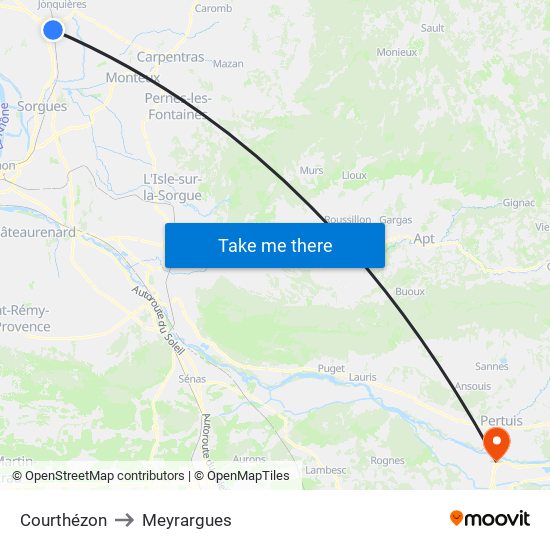 Courthézon to Meyrargues map