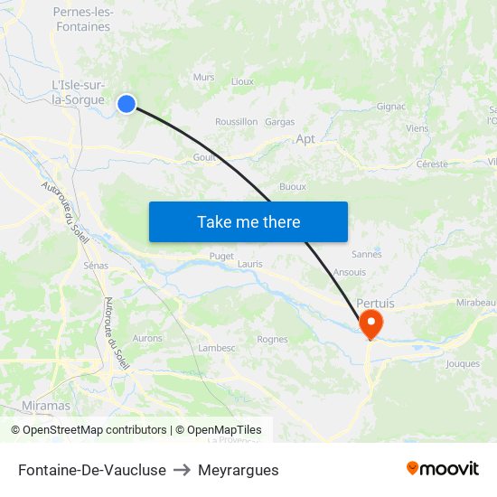 Fontaine-De-Vaucluse to Meyrargues map
