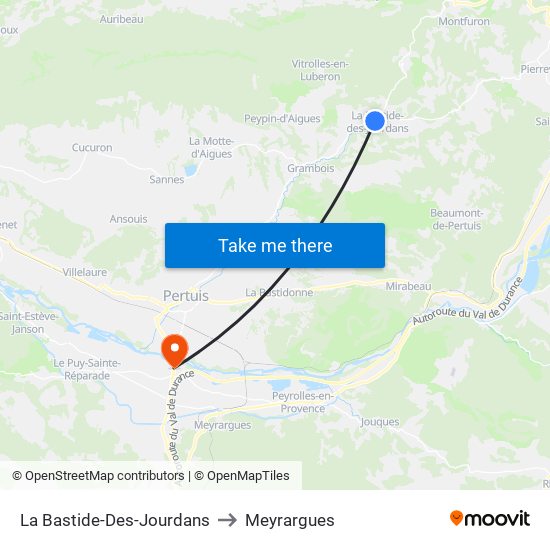 La Bastide-Des-Jourdans to Meyrargues map