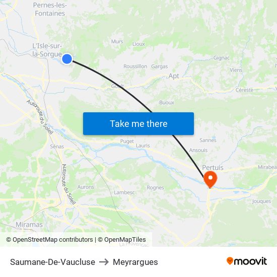 Saumane-De-Vaucluse to Meyrargues map