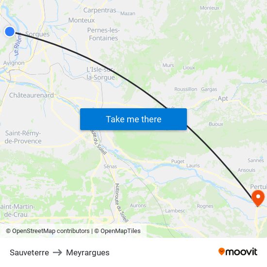 Sauveterre to Meyrargues map