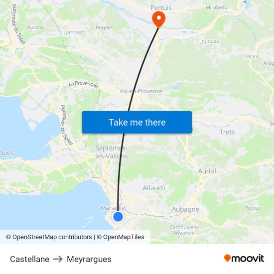 Castellane to Meyrargues map