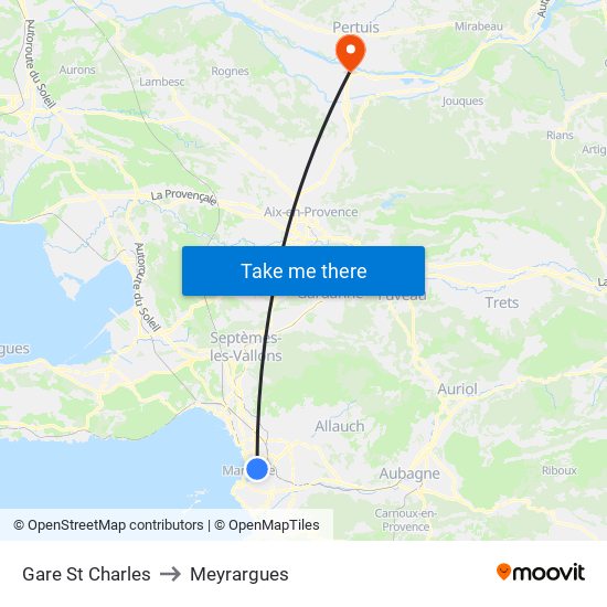 Gare St Charles to Meyrargues map