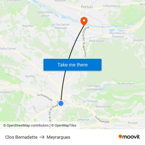 Clos Bernadette to Meyrargues map