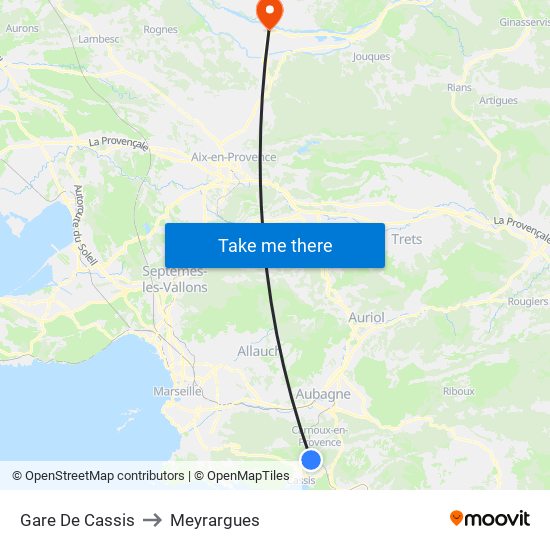 Gare De Cassis to Meyrargues map
