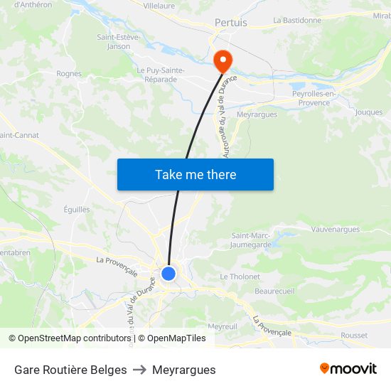 Gare Routière Belges to Meyrargues map