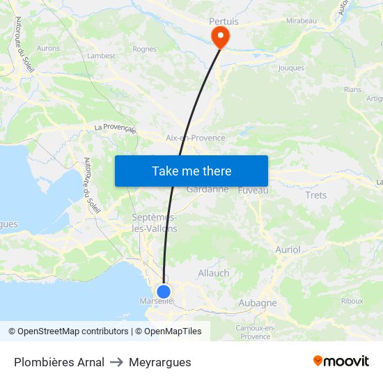 Plombières Arnal to Meyrargues map