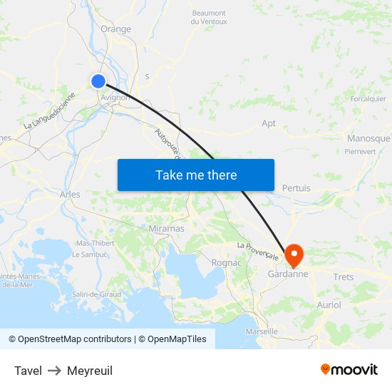 Tavel to Meyreuil map