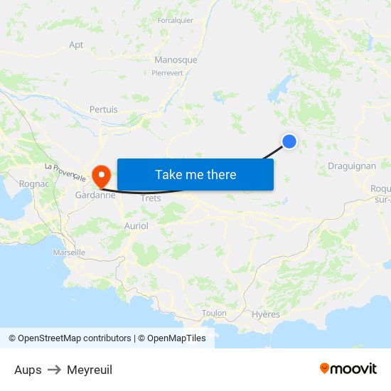 Aups to Meyreuil map