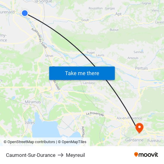 Caumont-Sur-Durance to Meyreuil map