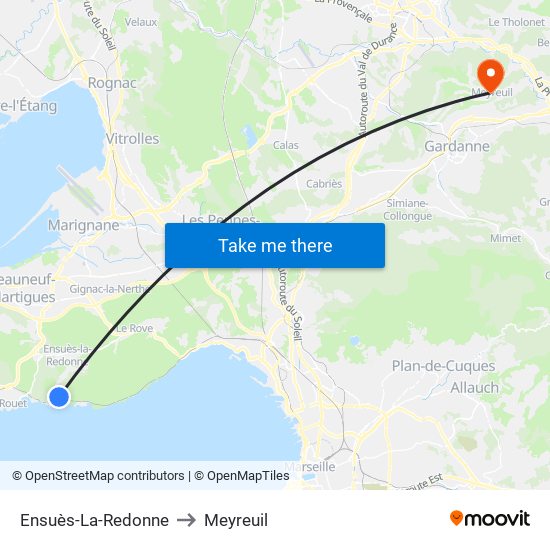 Ensuès-La-Redonne to Meyreuil map