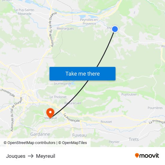 Jouques to Meyreuil map