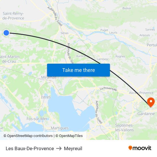 Les Baux-De-Provence to Meyreuil map