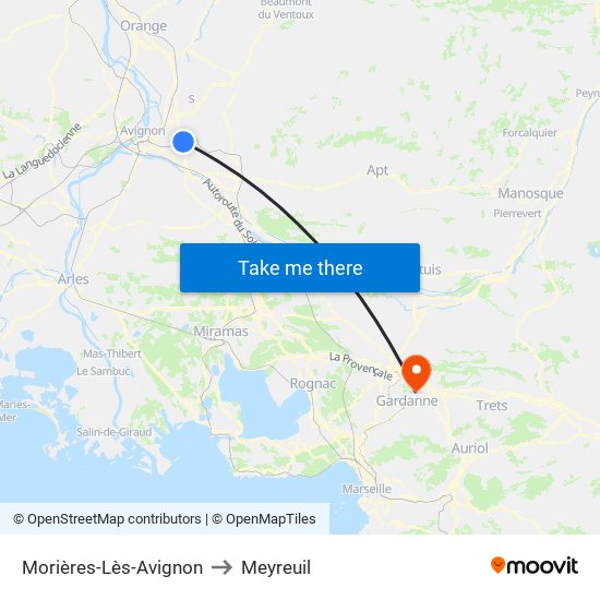 Morières-Lès-Avignon to Meyreuil map