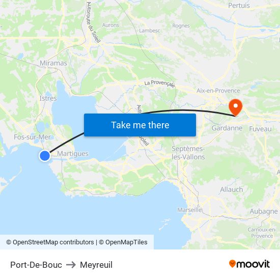 Port-De-Bouc to Meyreuil map