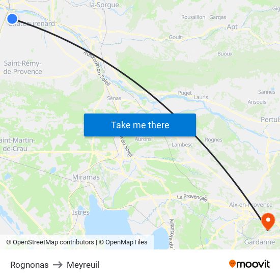 Rognonas to Meyreuil map