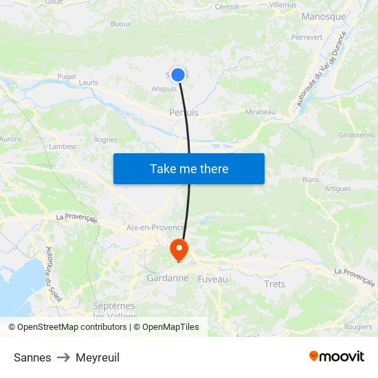 Sannes to Meyreuil map