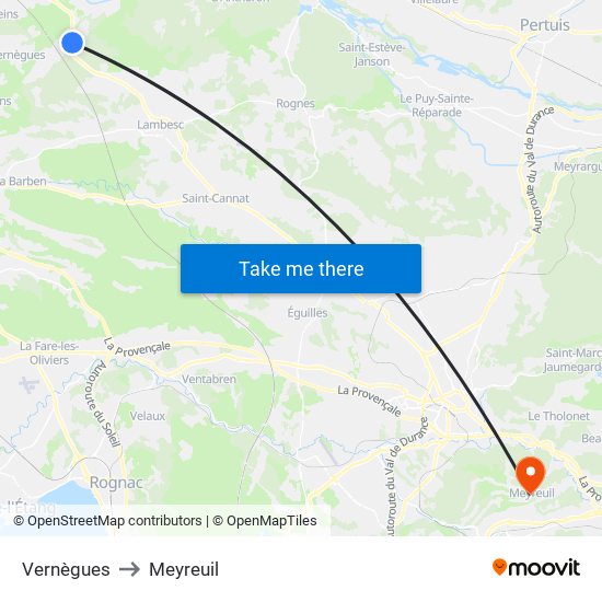Vernègues to Meyreuil map