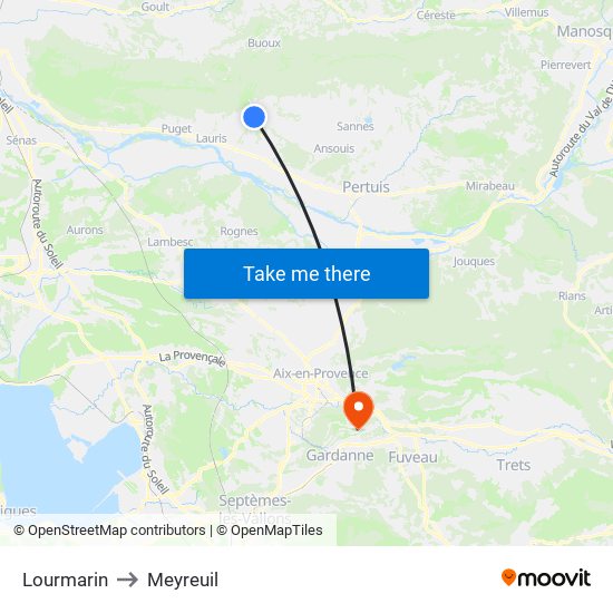 Lourmarin to Meyreuil map