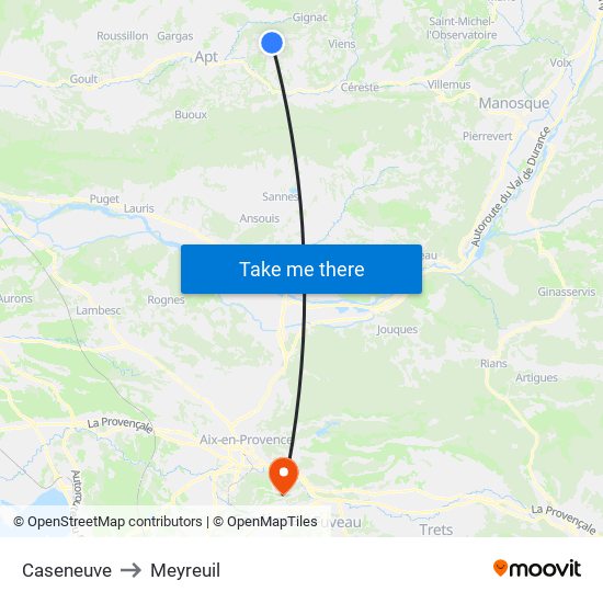 Caseneuve to Meyreuil map