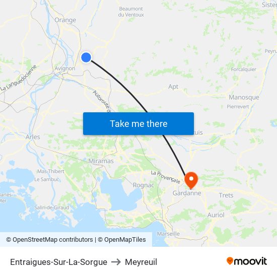 Entraigues-Sur-La-Sorgue to Meyreuil map