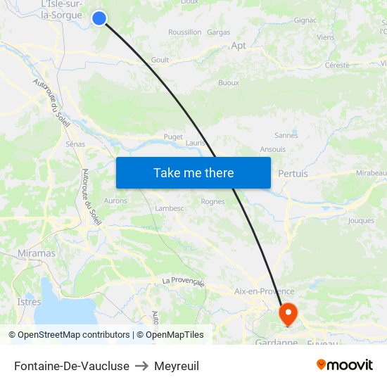 Fontaine-De-Vaucluse to Meyreuil map