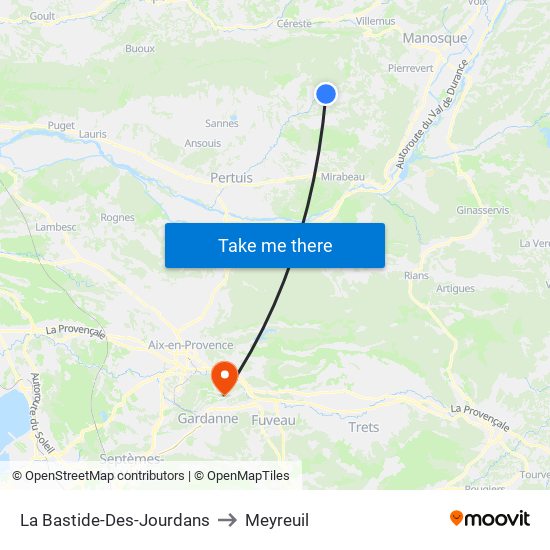 La Bastide-Des-Jourdans to Meyreuil map
