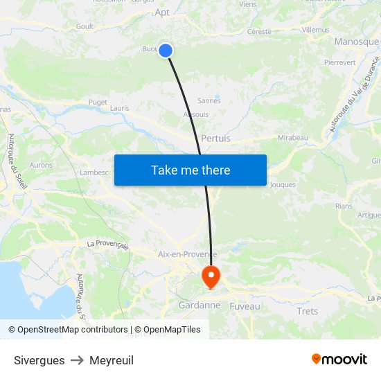 Sivergues to Meyreuil map
