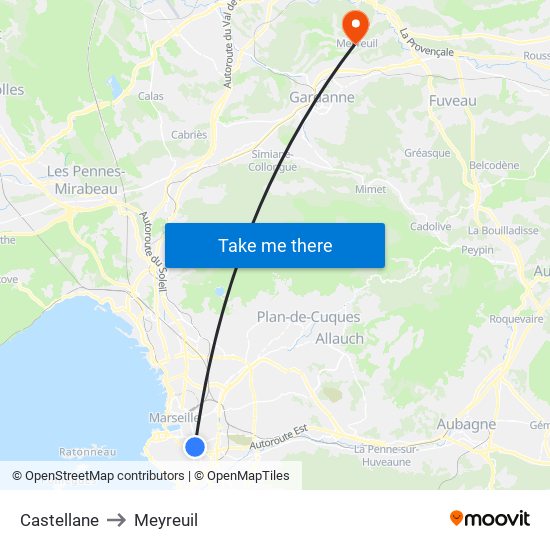Castellane to Meyreuil map
