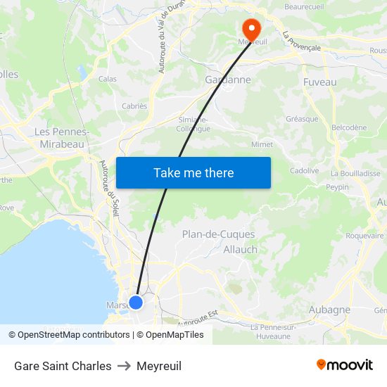 Gare Saint Charles to Meyreuil map