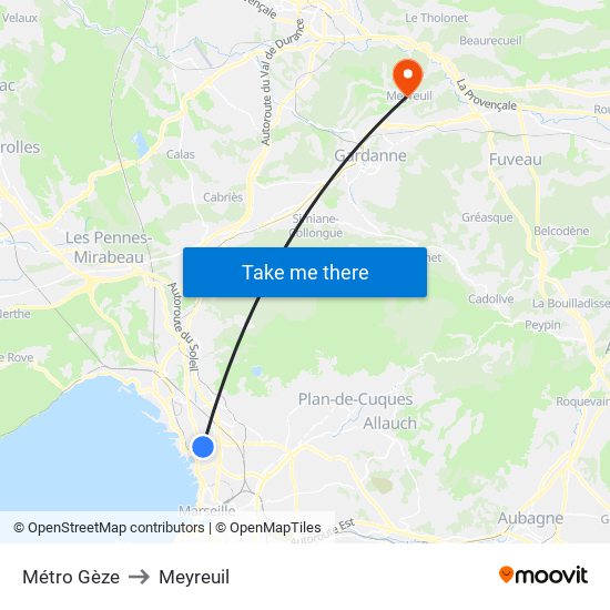 Métro Gèze to Meyreuil map
