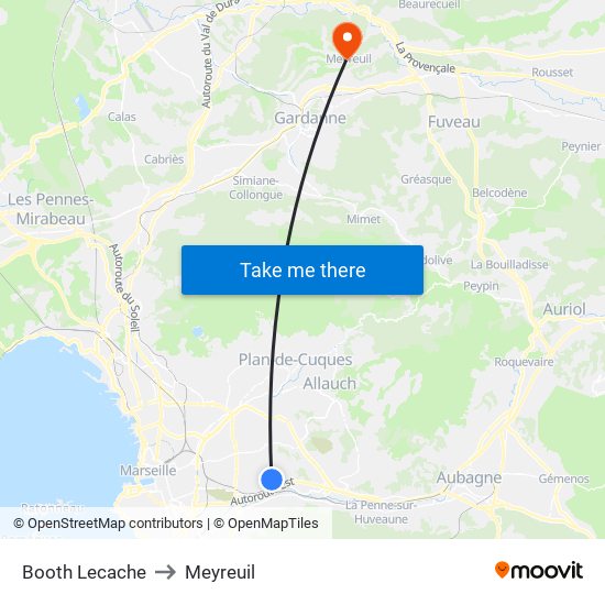 Booth Lecache to Meyreuil map