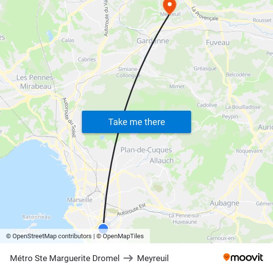 Métro Ste Marguerite Dromel to Meyreuil map