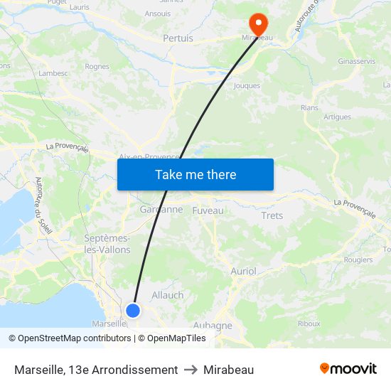 Marseille, 13e Arrondissement to Mirabeau map