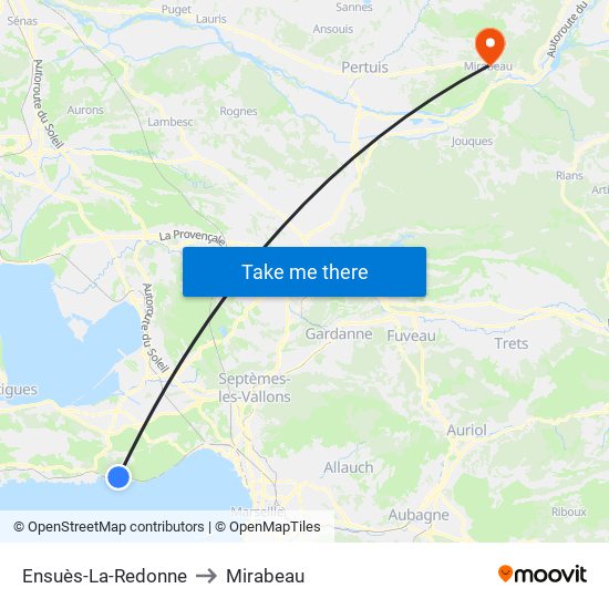 Ensuès-La-Redonne to Mirabeau map