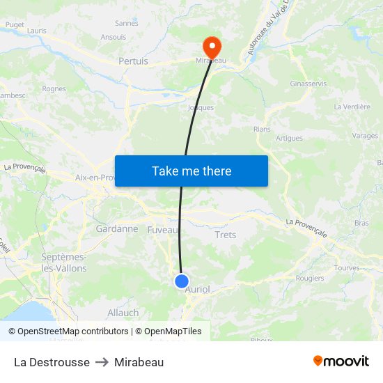 La Destrousse to Mirabeau map