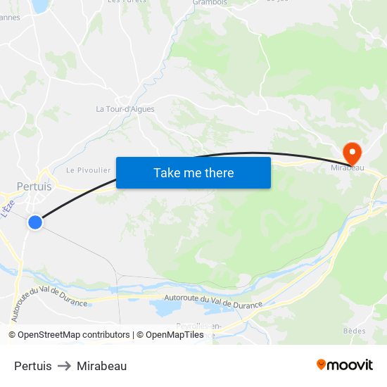 Pertuis to Mirabeau map