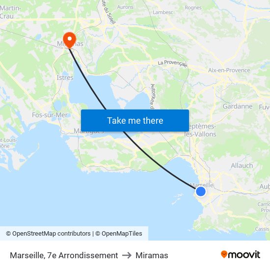 Marseille, 7e Arrondissement to Miramas map