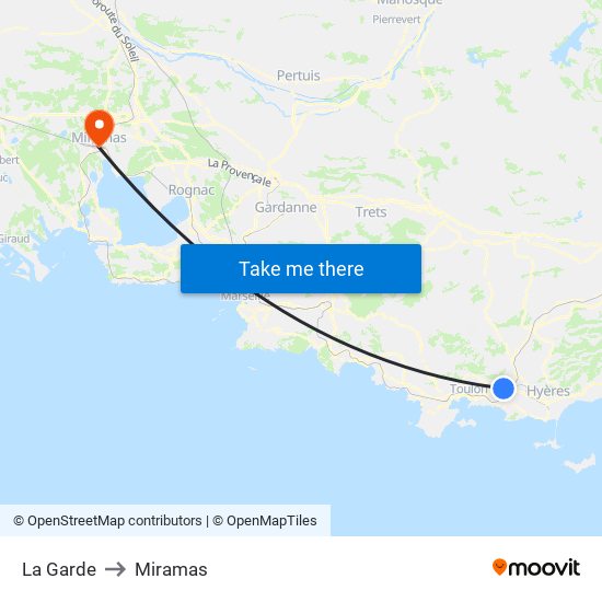 La Garde to Miramas map