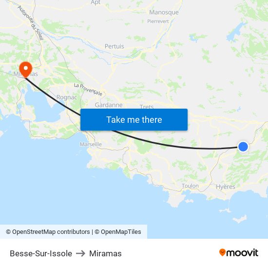 Besse-Sur-Issole to Miramas map