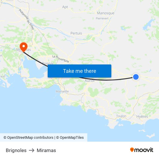 Brignoles to Miramas map