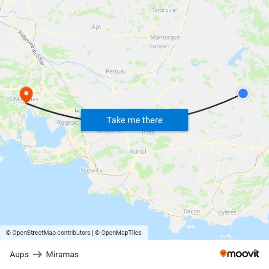 Aups to Miramas map