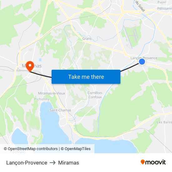 Lançon-Provence to Miramas map