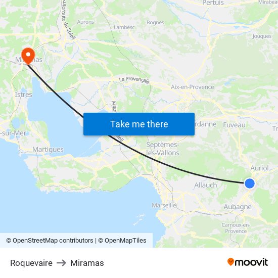 Roquevaire to Miramas map