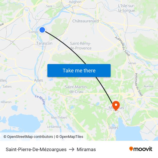 Saint-Pierre-De-Mézoargues to Miramas map