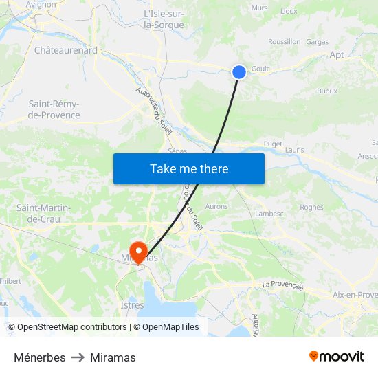 Ménerbes to Miramas map