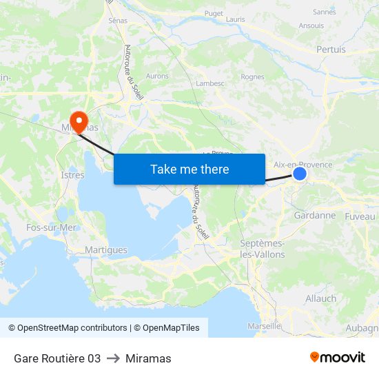 Gare Routière 03 to Miramas map