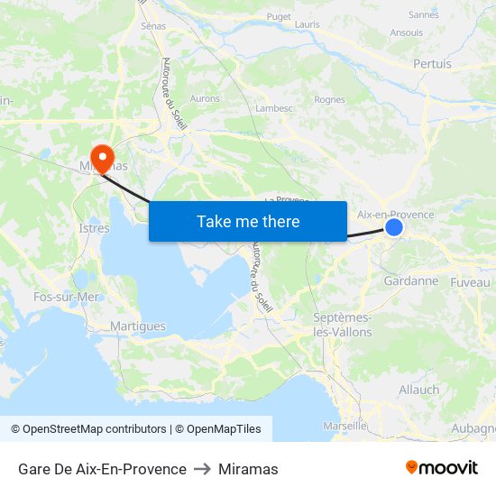 Gare De Aix-En-Provence to Miramas map